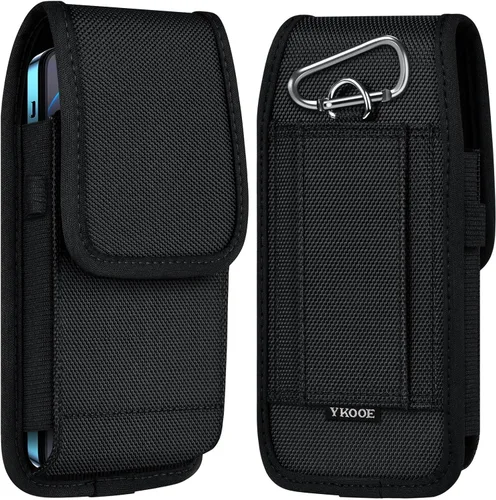 Miniatura 12 de ykooe Funda de Nylon para Cinturón de Teléfono Celular Compatible con iPhone 17 Pro Max, Galaxy S25/S24/S23/S22 Ultra A16 A15 A14 A13, Moto G Negro