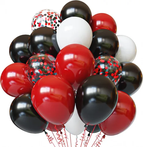 Miniatura 10 de Globos negros y dorados, kit de 50 globos de 12 pulgadas, globos de látex negros para decoraciones de cumpleaños, año nuevo, boda, graduación