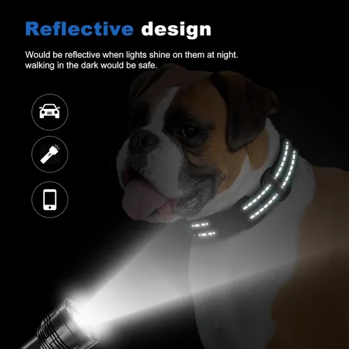 Miniatura 4 de Collares de perro Martingala reflectantes. Collar de perro con hebilla de liberación rápida. Collar ajustable de nailon transpirable acolchado suave