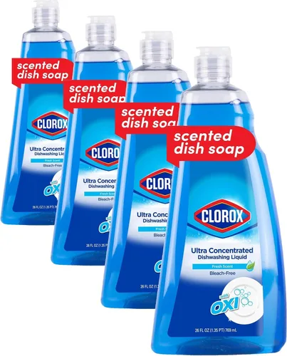 Miniatura 8 de Clorox Jabón líquido ultra concentrado para platos con OXI, aroma a flor de manzana, detergente para lavavajillas probado por dermatólogos sin