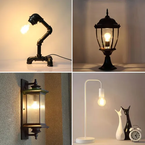 Miniatura 8 de Ascher - Bombillas de filamento LED E26, equivalentes a 60 W, luz blanca cálida de 2700 K, no regulables, vidrio transparente clásico, bombillas LED