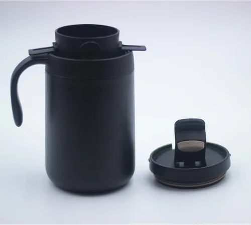 Miniatura 8 de Cafetera portátil de 16 onzas con filtro plegable y agitador, taza de viaje aislada de acero inoxidable con tapa, no necesita filtro de papel, sin