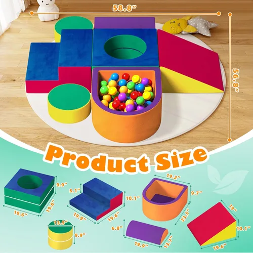 Miniatura 2 de 6 piezas de juguetes de escalada para niños pequeños, bloques de escalada de espuma de terciopelo de cristal para niños pequeños de 1 a 3 años