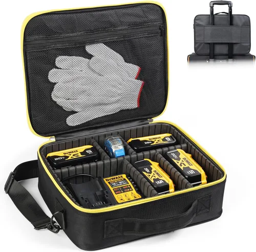 Miniatura 9 de Luxtude Funda de batería extra grande para Dewalt/Milwaukee/Ryobi 12V/18V/20V batería y cargador, organizador de baterías de herramientas