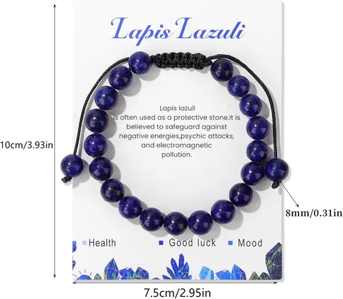 Miniatura 30 de Pulsera de cristal curativo para mujer de 0.315 in, pulsera de cuentas de cristal natural ajustable hecha a mano, joyería curativa, regalo