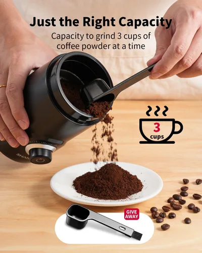 Miniatura 5 de SHARDOR Molinillo de café eléctrico, 2.47 oz de gran capacidad, molinillo de especias con perilla de sincronización visual para moler preciso, Negro