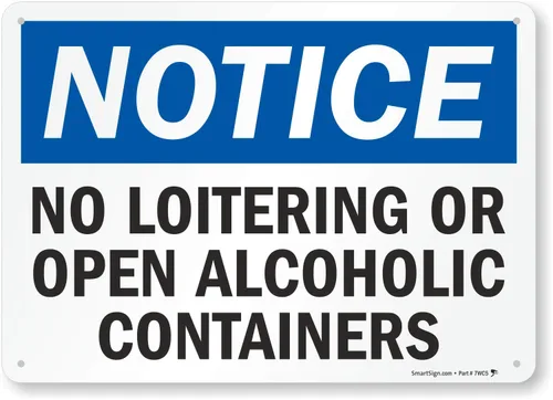 Miniatura 7 de Etiqueta de SmartSign con texto "Notice - No Loitering o Open Alcoholic Containers" 5" x 7" 3M Reflectante Laminado Vinilo