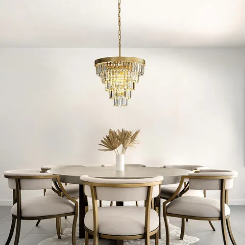 Miniatura 8 de ALOADECOR Candelabro de cristal de 5 niveles con forma de cono glamoroso de 4 luces, de 16 pulgadas, color dorado suave, ajustable, contemporáneo
