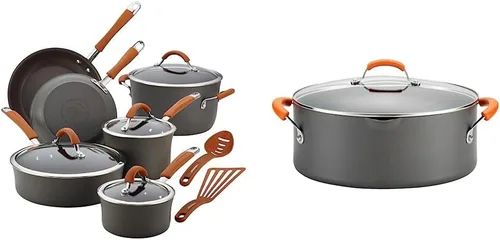 Miniatura 13 de Rachael Ray - 87630 Rachael Ray Cucina - Juego de ollas y sartenes antiadherentes anodizadas duras, 12 piezas y herramientas de cocina y artilugios