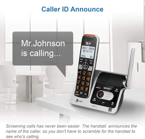 Miniatura 8 de AT&T BL102-2 DECT 6.0 - Juego de 2 teléfonos inalámbricos para el hogar con contestador