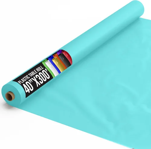 Miniatura 95 de Exquisito rollo de mantel de mesa de plástico aqua de Party Solids 4 piezas 40" X 300' Rollo de mantel de mesa de plástico - Rollos de mantel