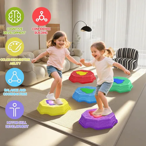 Miniatura 8 de Piedras Saltarinas para Niños con Luz y Música, Juguete Sensorial para Pequeñitos para Curso de Obstáculos y Coordinación, Regalos de Cumpleaños