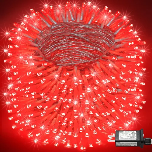 Miniatura 43 de Tira de 200 luces LED de 66 pies para exteriores, luces de Navidad conectables para interiores, cable transparente, impermeable, 8 modos de luces