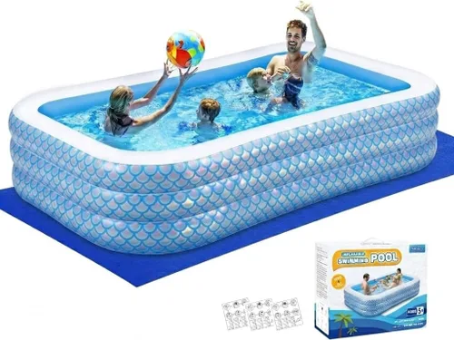 Piscina inflable para niños y adultos, 118 x 68 x 22 pulgadas, piscinas inflables familiares de tamaño completo para niños, piscina gruesa y