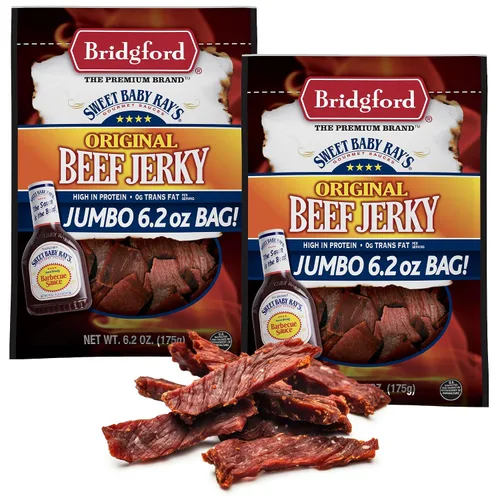 Miniatura 20 de Bridgford Sweet Baby Ray's Beef Jerky Sweet N Spicy - Paquete de 2 unidades de 6.2 onzas, cecina de res picante endulzada con alto contenido