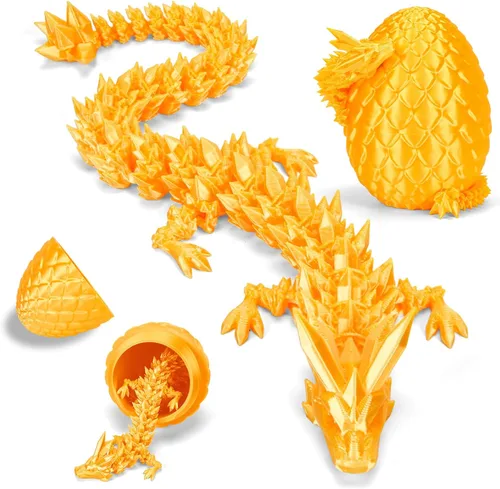 Miniatura 8 de YILCER Huevo de Dragón Impreso en 3D de 12 Pulgadas, Juguetes Fidget de Dragón de Cristal Articulado Misterioso, Juguetes Sorpresa de Animales Láser