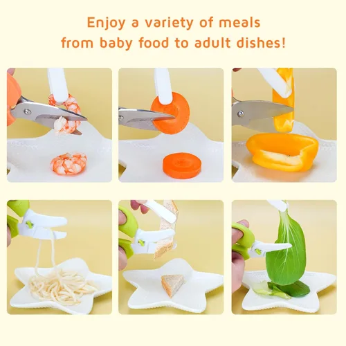 Miniatura 2 de Juego de tijeras de comida para bebés, tijeras de cocina portátiles de seguridad con estuche de viaje portátil, juego de tijeras de alimentos