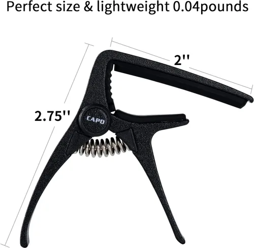 Miniatura 2 de Cejilla de ukelele para guitarra de 4 cuerdas y mandolina, cejilla profesional para ukelele de tamaño mini (Negro)