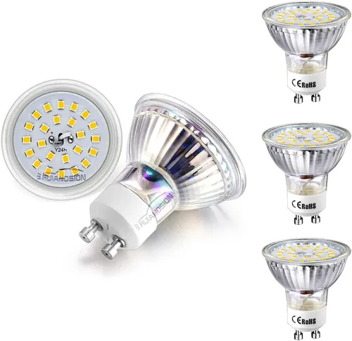Ruiandsion Bombillas LED GU10 de 85-265 V, luz diurna blanca, 5000 K, 2835, 24SMD, 400 lúmenes, 4 W, repuesto para foco empotrado de riel, no