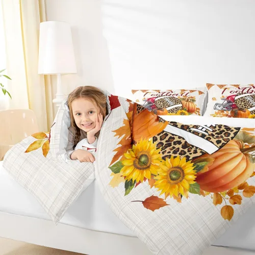 Miniatura 3 de Lindo juego de edredón de murciélago tamaño Queen con diseño de animales de Feliz Halloween, 3 piezas para decoración de habitación de niños