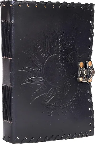 Miniatura 9 de Diario en relieve de Sun & Moon, diario de 240 páginas, diario vintage, diario Sun Moon, cuaderno de bocetos de cuero, cuaderno de cuero, diario