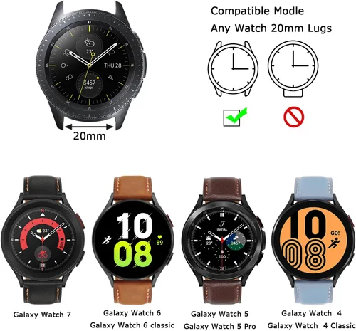 Miniatura 5 de Tasikar Bandas de Cuero Compatibles con Samsung Galaxy Watch 47mm 7/6/5/4 Banda/Watch 6 Classic 43mm 47mm/Watch 5 Pro Banda, Correa de Cuero Genuina