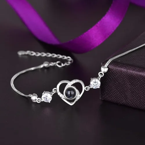 Miniatura 40 de Godchoices Pulsera de fotos personalizada, pulsera de proyección de fotos con imagen en el interior, collar con texto en inglés "I Love You