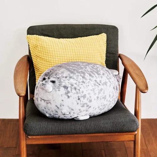 Miniatura 5 de ETAOLINE - Almohada acolchada y rellena de algodón con bonita forma de foca gordita de peluche (tamaño M)