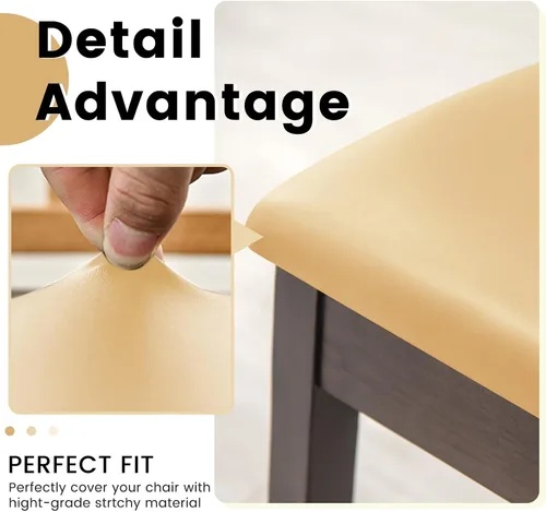 Miniatura 4 de Dimatic Juego de 2 fundas de asiento para silla, de piel sintética, impermeables, fundas elásticas para sillas de comedor, fundas protectoras