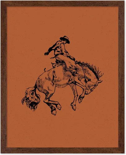 Miniatura 26 de Poster Master Póster de Rodeo marrón – Estampado retro de vaquero sobre caballo – Arte de vaquero – Arte occidental – Arte del salvaje oeste