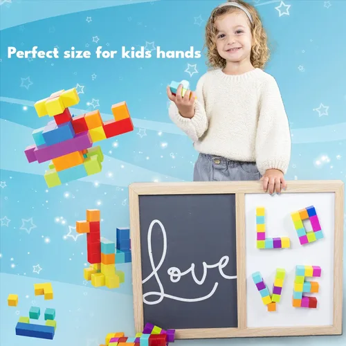 Miniatura 8 de BrainSpark 48 piezas bloques de construcción magnéticos DigitBlocks multicolor STEM Montessori bloques imán para niños, juego educativo de Negro