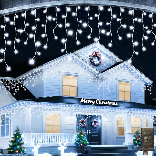 Miniatura 11 de JXLEDAYY Luces de Navidad superlargas de 1280 luces LED de 131 pies con 240 caídas, enchufables, con 8 modos de decoración de Navidad, para Multi