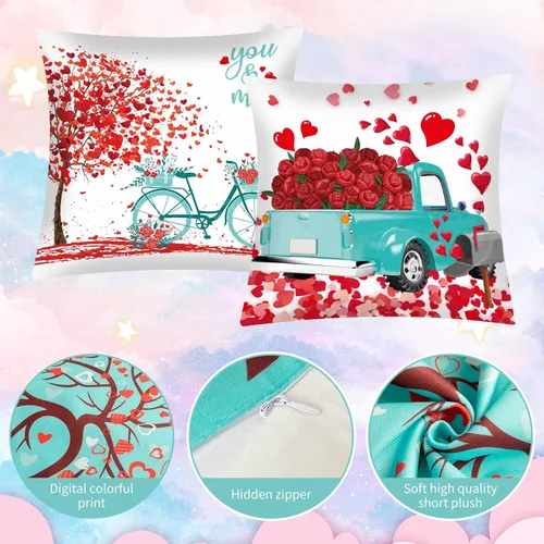 Miniatura 2 de Tatuo 8 fundas de almohada de San Valentín, fundas de almohada de corazón de 18 x 18 pulgadas, fundas de cojín decorativas, regalo de San Valentín