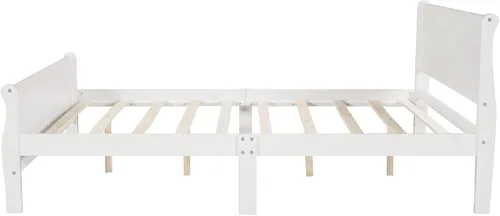 Miniatura 6 de Harper & Bright Designs Cama de plataforma de tamaño matrimonial con cabecero y estribo, marco de cama de madera maciza con soporte de listones