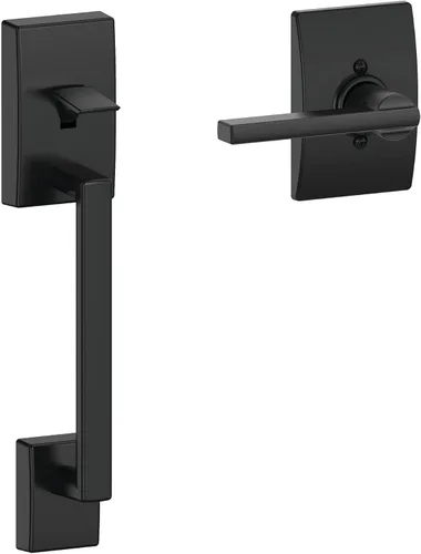 Schlage FE285 CEN 622 LAT CEN Century - Juego de manijas de entrada delantera con palanca Latitude, media empuñadura inferior, negro mate