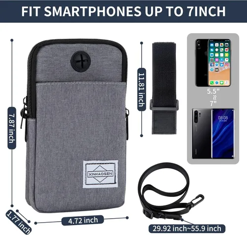 Miniatura 5 de HOTEMIA Riñonera bolsa para teléfono celular, bolsa cruzada de viaje, pulsera brazalete deportivo, billetera con correa de hombro extraíble (Rosa)