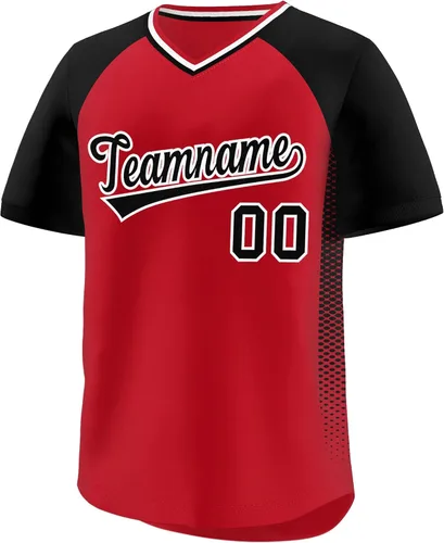 Miniatura 37 de Camiseta de béisbol personalizada con cuello en V para hombres, mujeres y jóvenes, camisetas de béisbol personalizadas con costuras o estampadas