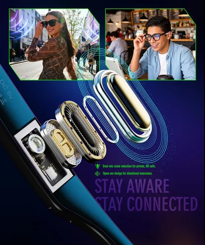 Miniatura 3 de Lentes inteligentes AI, gafas de audio Bluetooth para hombres y mujeres, lentes inteligentes de luz azul con cancelación de ruido, llamadas manos