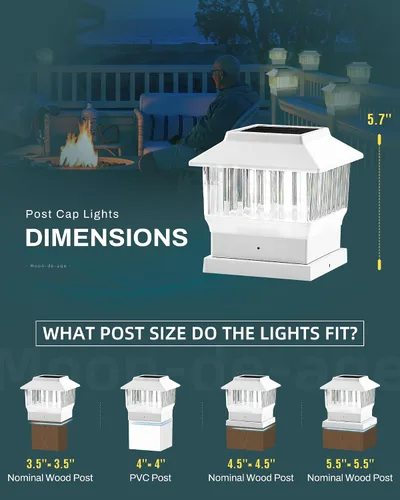 Miniatura 4 de 50 Lumen Luces Solares para Postes, 3 Modos Luces para Deck al Aire Libre, Valla, Tapa de Poste - 4x4 3.5x3.5 4.5x4.5 o 5.5x5.5, Luces LED