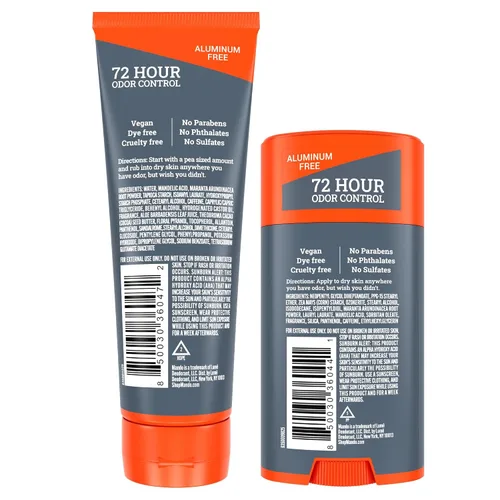 Miniatura 2 de Mando Desodorante para todo el cuerpo, tubo de crema invisible y barra sólida, control de olores de 72 horas, sin aluminio, sin bicarbonato