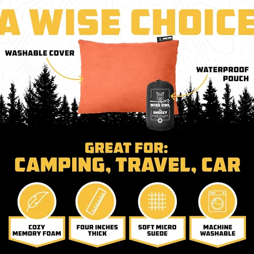 Miniatura 2 de Wise Owl Outfitters - Almohada de camping - Almohada de viaje de espuma viscoelástica para dormir en avión, senderismo, mochilero y uso al aire