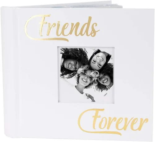 Miniatura 6 de Happy Homewares Álbum de fotos moderno de nietos blancos con texto dorado con capacidad para 80 fotos de 4 x 6 pulgadas