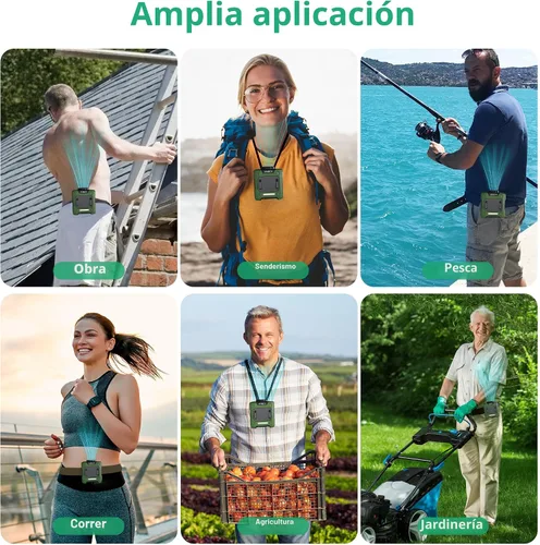 Miniatura 6 de AMKEN Ventilador de cintura, ventilador recargable de clip de cinturón de 10000 mAh, tiempo de funcionamiento de 24 horas, flujo de aire fuerte