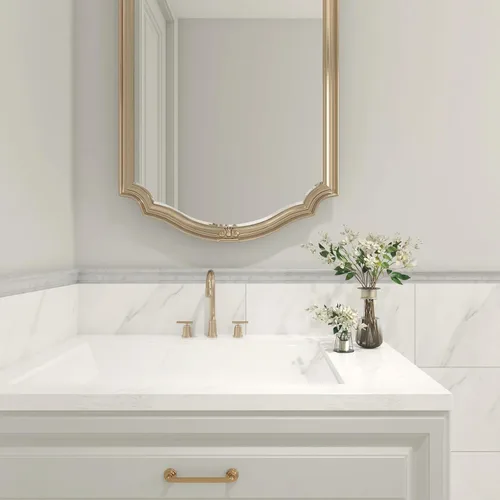 Miniatura 7 de 10 piezas de molduras de mármol blanco Carrara para silla, molduras de mármol de Carrara de 2 x 12 pulgadas para baño, cocina, ducha, paredes