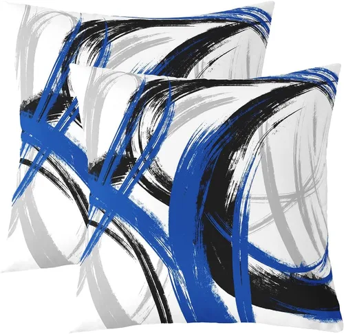 Miniatura 35 de Juego de 2 fundas de almohada abstractas de 16 x 16 pulgadas para niños, niñas, adolescentes, decoración de dormitorio, moderna a rayas, decoración