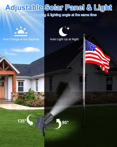 Miniatura 7 de Focos solares impermeables para exteriores, lámpara LED ultra brillante para árbol, bandera, césped, estatua, piscina, jardín, casa, pared, patio