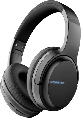 AMORNO Auriculares Bluetooth sobre la oreja, 68 horas de reproducción, auriculares inalámbricos con micrófono, auriculares estéreo HiFi plegables