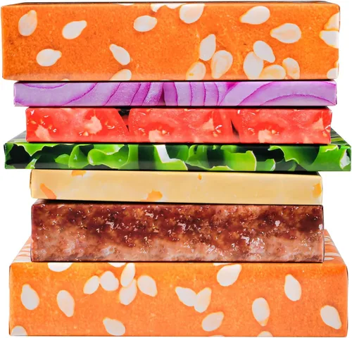 Sikiweiter Papel de Envolver de Hamburguesa - Juego de Papel de Envolver de Hamburguesa para Regalos, 12 Hojas de Papel de Envolver de Queso,