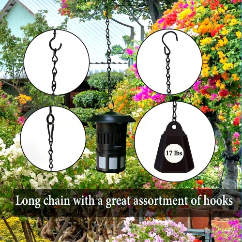 Miniatura 3 de YINGFENG - Set de 236 pulgadas de cadenas colgantes de metal negro y ganchos para cestas, para comederos de aves, bebederos de pájaros, macetas