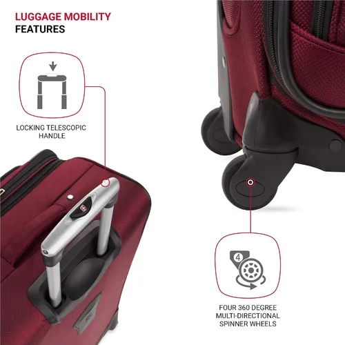 Miniatura 2 de SwissGear - Equipaje suave expandible Sion con ruedas, Borgoña
